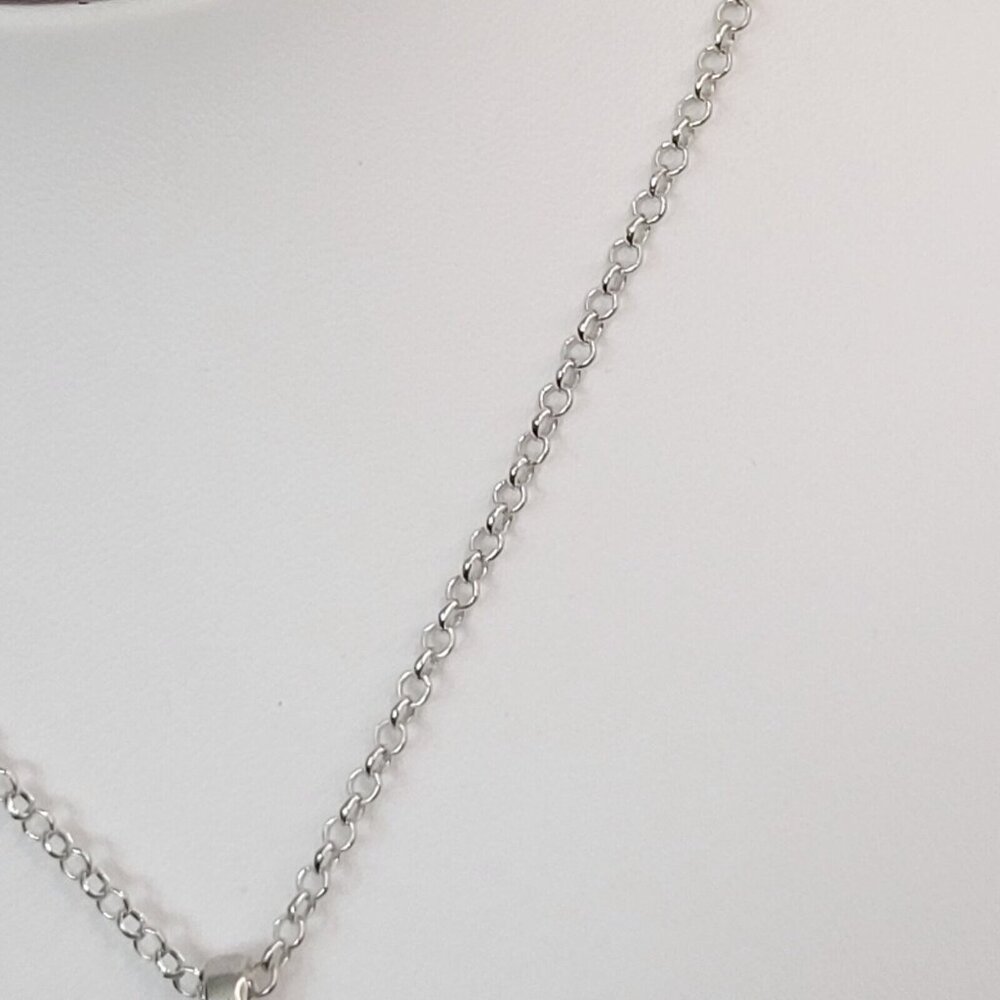 Silver Tone Round Link Chain Cross Pendant Rhinestone Fashion Necklace 22 in - Picture 5 of 9